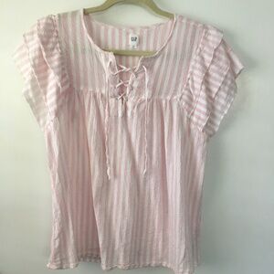 Gap, pink and white striped top, size medium